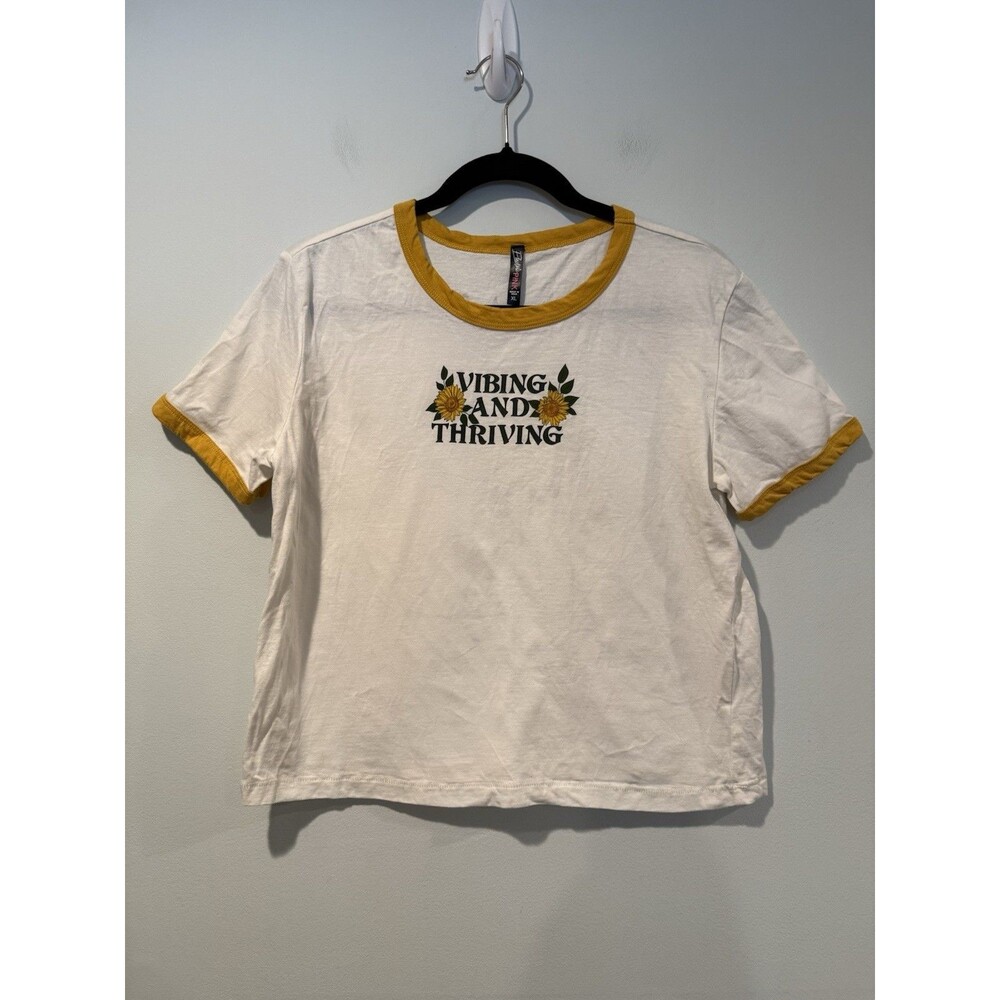 Vibing & Thriving Top XL Sunflower Butterfly 100% Cotton Festival Sheer Travel